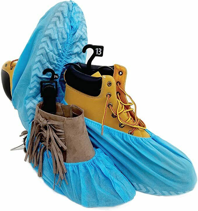 20pc Premium Disposable Boot Shoe Covers Water Resistant Durable Blue Recyclable