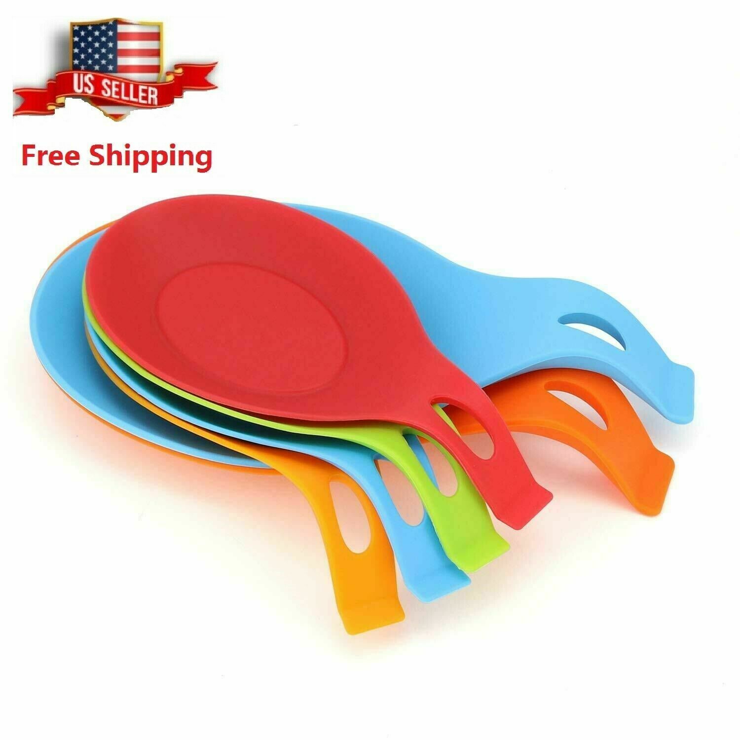 6 Pc Kitchen Silicone Spoon Rest Heat Resistant Utensil Rest Ladle Spoon Holder