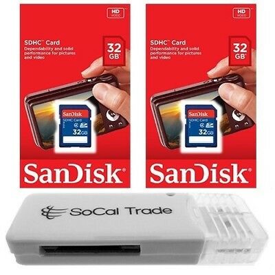 2 PACK - Lot of 2 SanDisk 32GB SD HC Class 4 SDHC Flash Memory Card SDSDB-032G