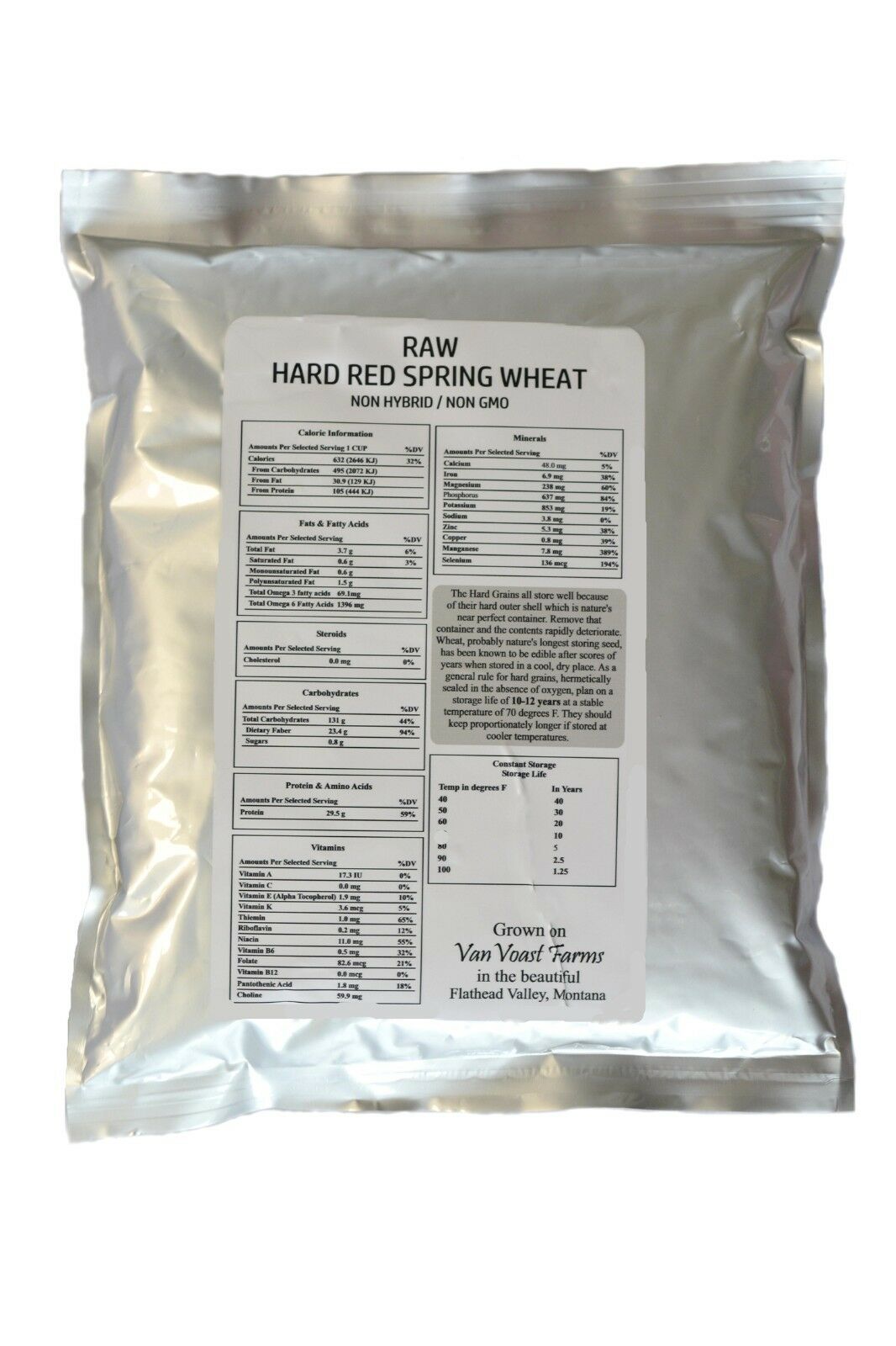 Hard Red Spring Wheat Berries Chemical Free Non-gmo 7 Lb Bag Vacuum Sealed Grain