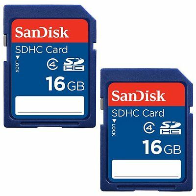 Lot Of 2 Sandisk 16gb = 32gb Sdhc Class 4 Sd Flash Memory Card Camera Sdsdb-016g