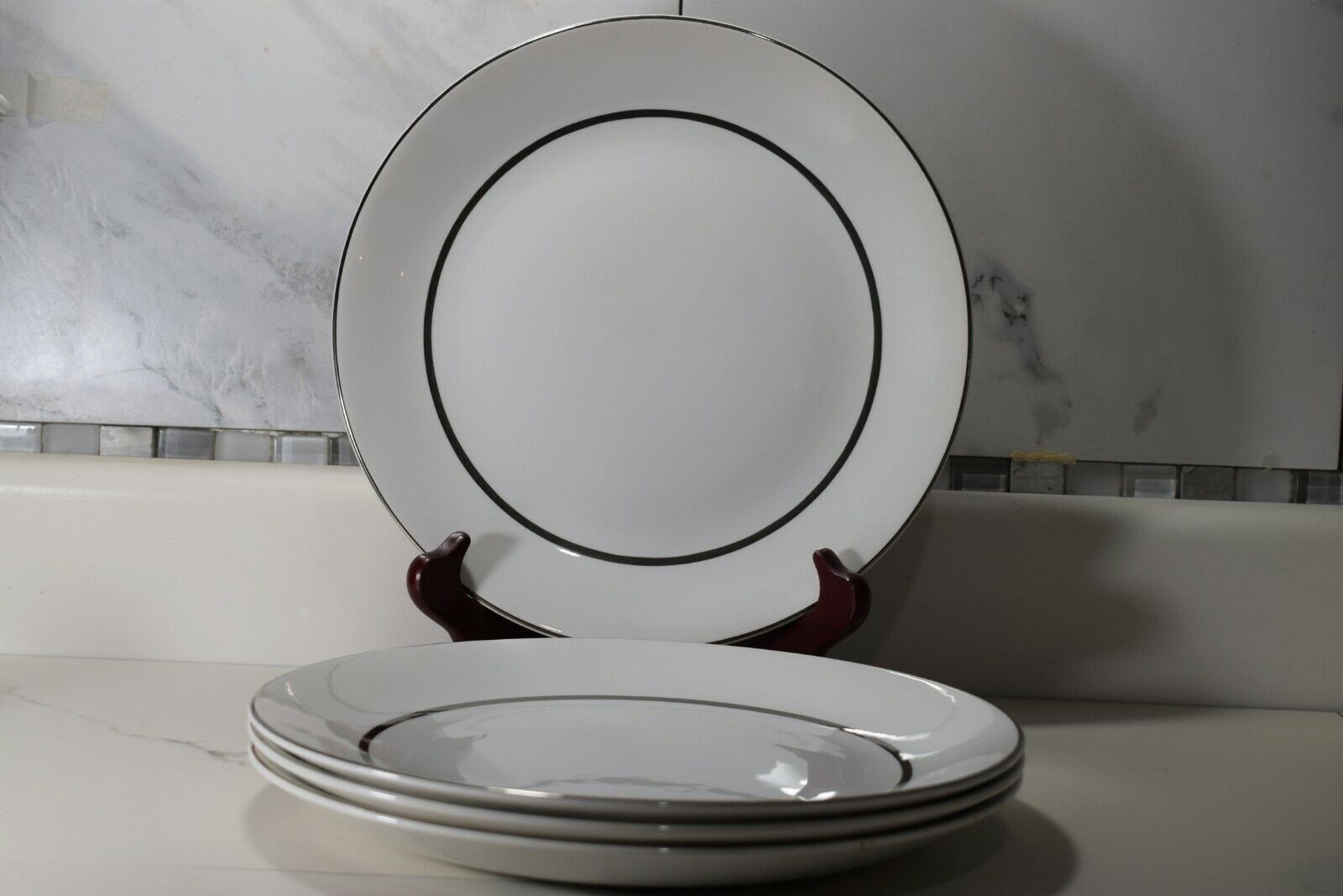 Salem Silver Elegance 10in Dinner Plates by International Ironstone (Set of 4)