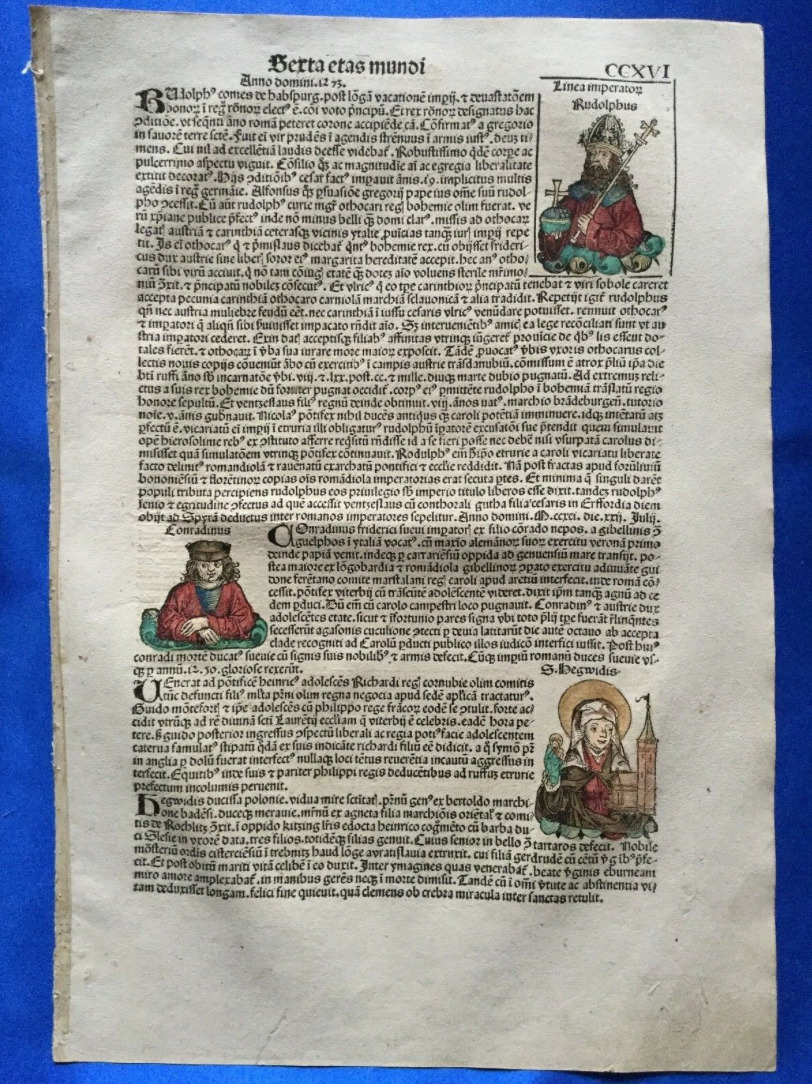 Leaf Ccxvi Nuremberg Chronicle  Emperor Rudolf - Placentius  Liber Chronicarum