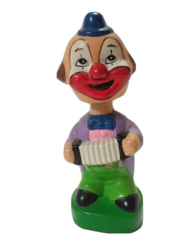Vintage Bobblehead Nodder Clown Bank - Bobbing Head Doll w/ Accordion - 8 1/2