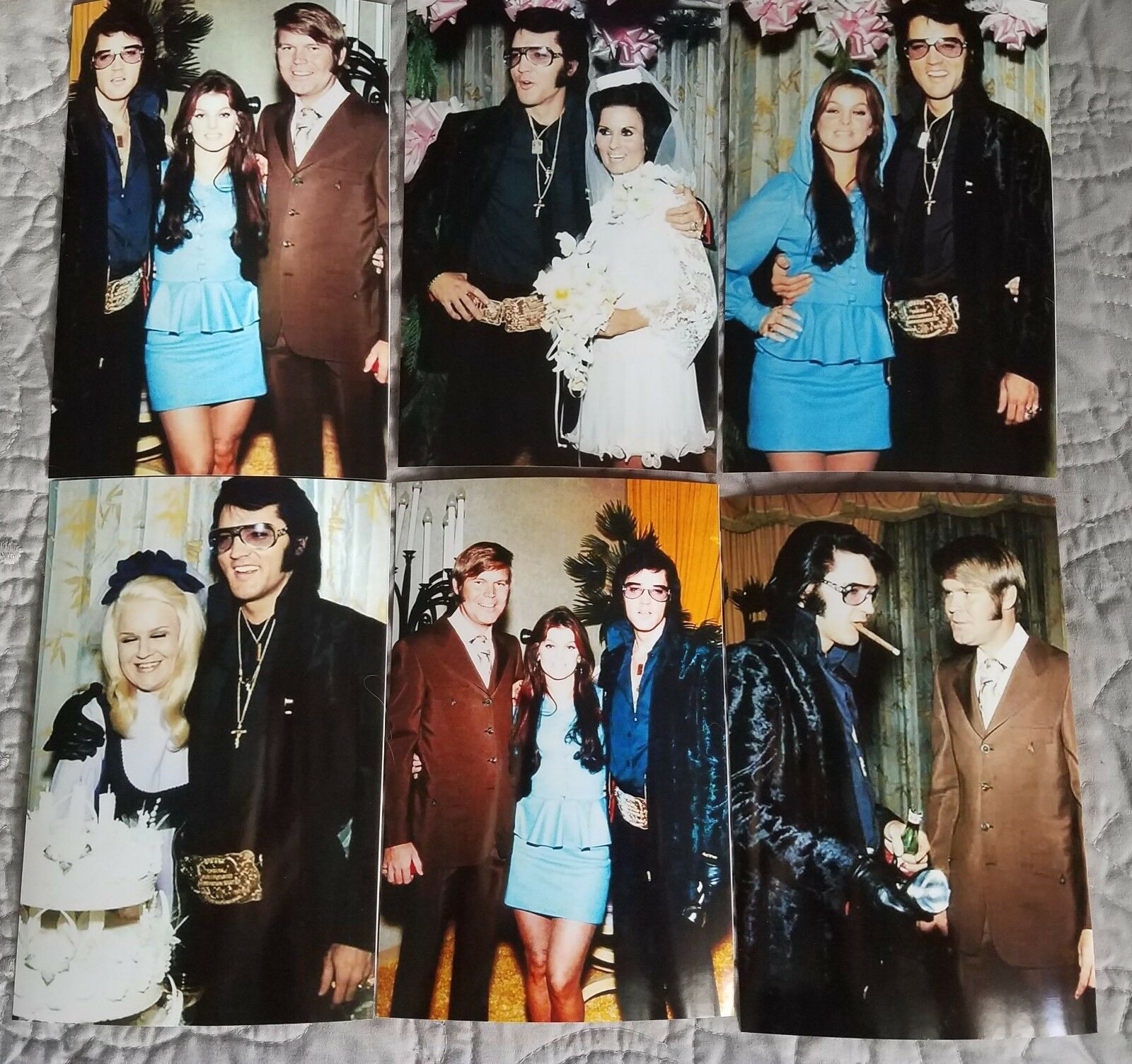Elvis:10 Photo Set At George Klein's Wedding 1970 W/ Priscilla, Glen Campbell