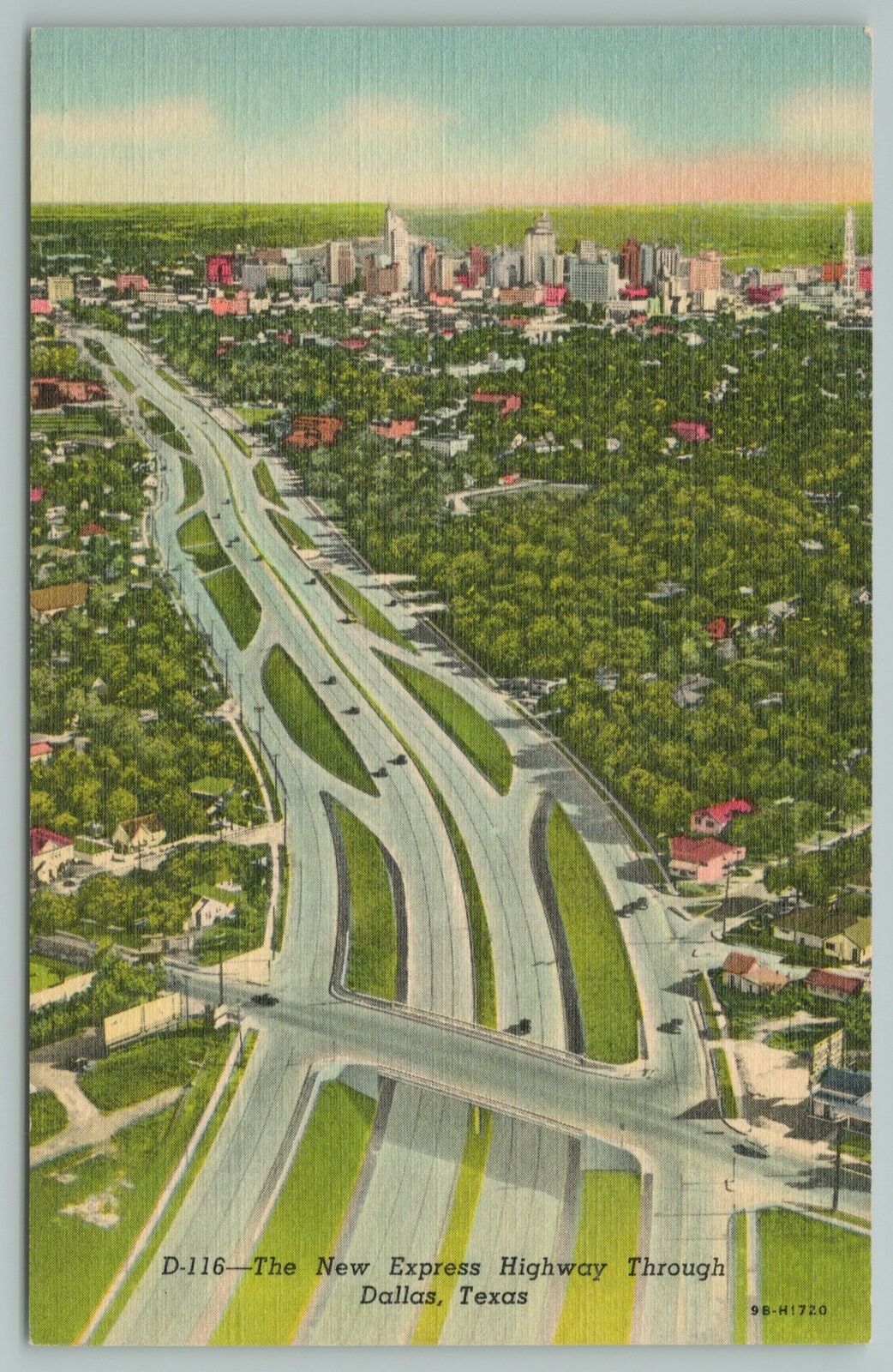 Dallas Texas~the New Express Highway~vintage Postcard
