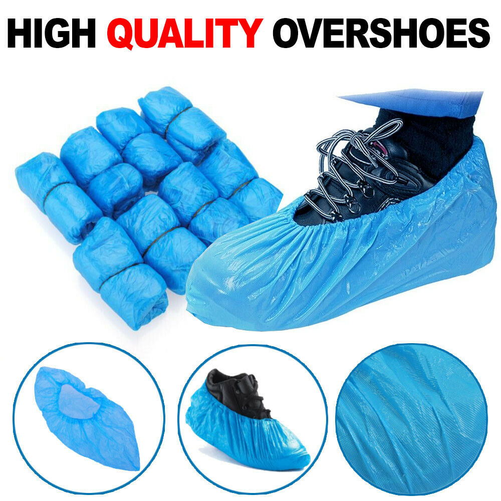 100 Disposable Blue Pvc Plastic Over Shoes / Shoe Boot Covers Carpet Protectors！