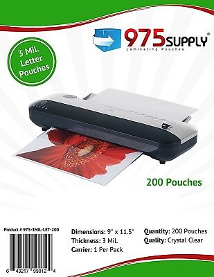 975 Supply 3 mil. Letter Thermal Laminating Pouches. 9