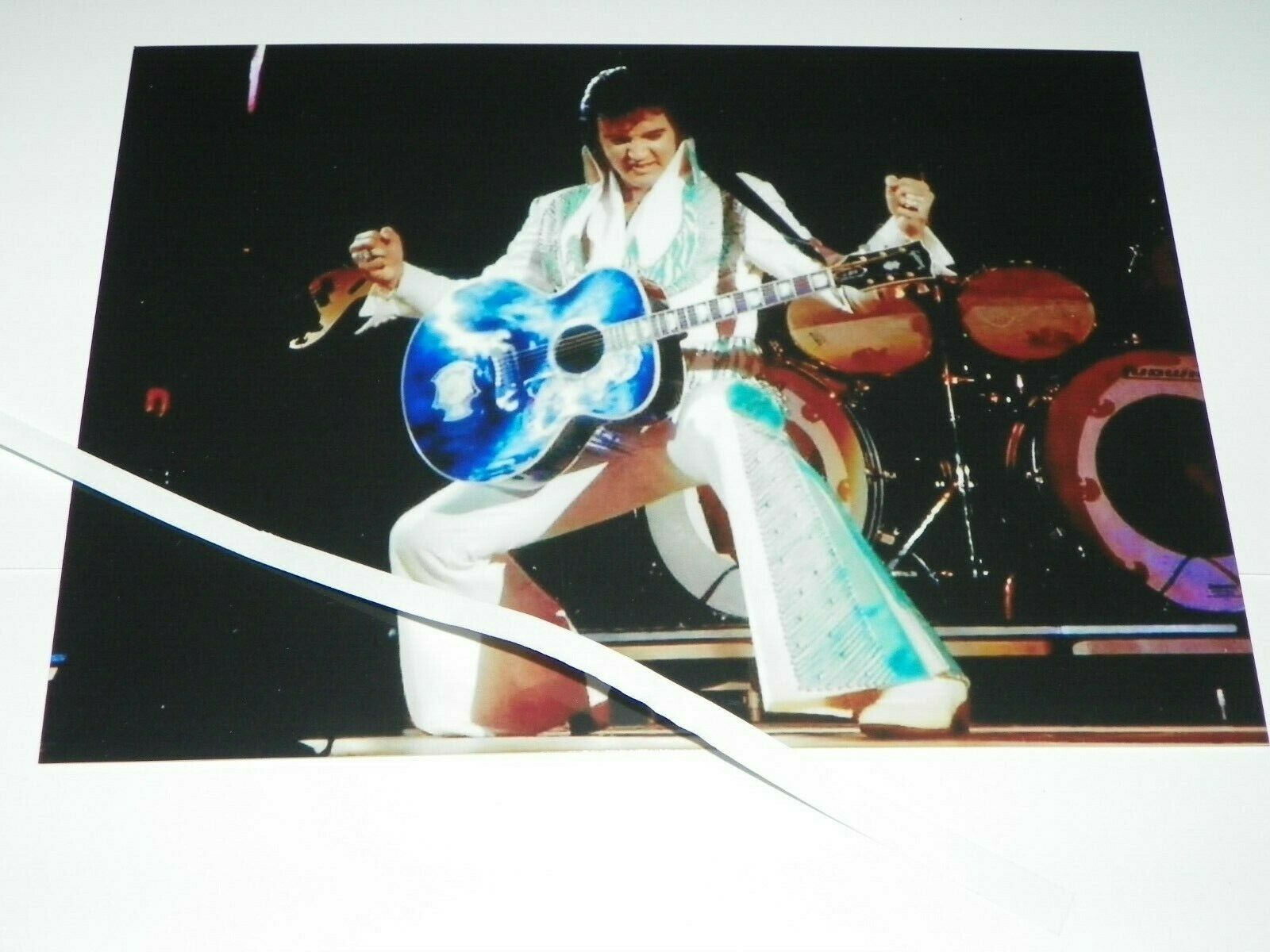 Elvis Presley -ON STAGE BLUE GUITAR   -close up   COLOR   5 x 7  Photo -LAST ONE