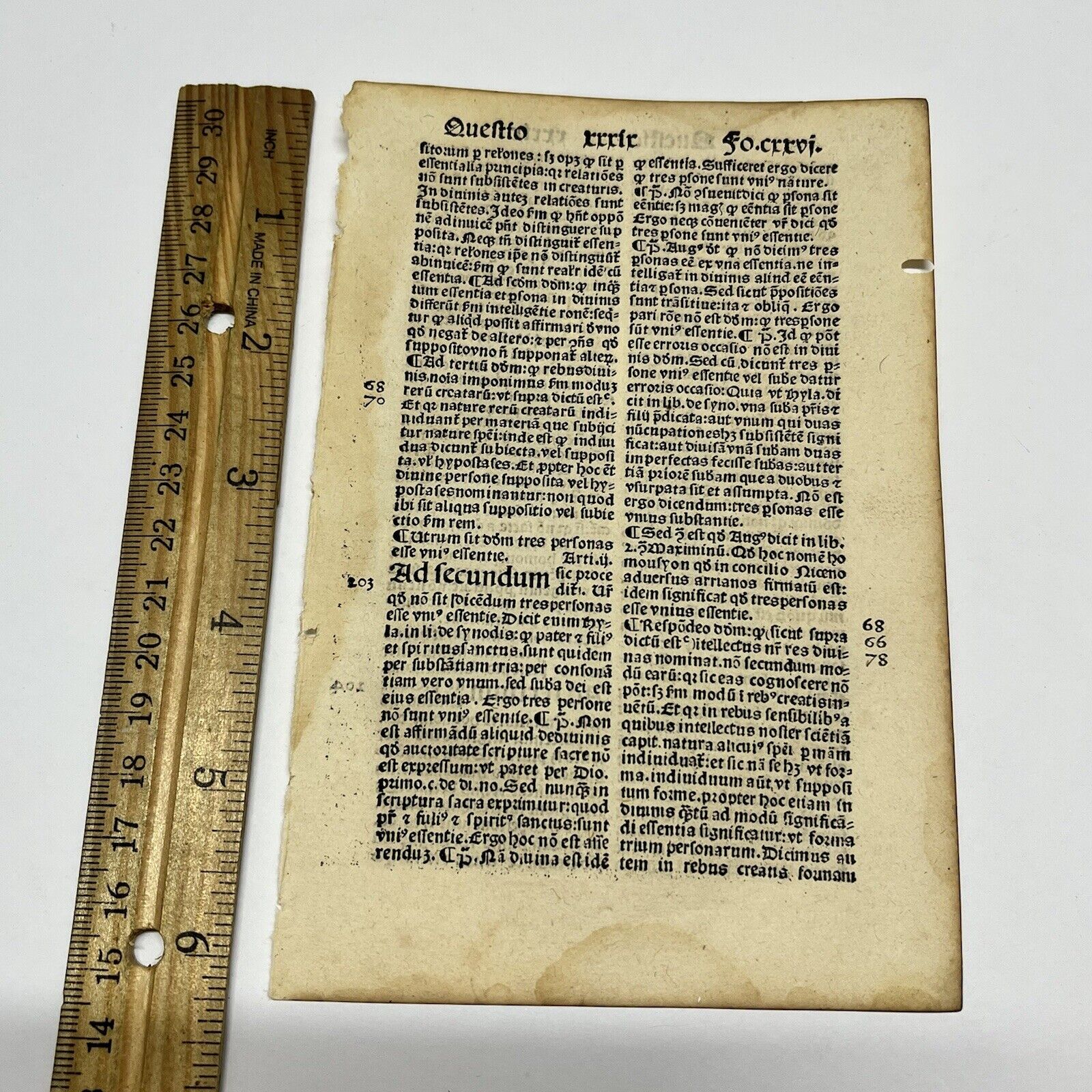 Ca. 1493 AD Medieval European Renaissance Era Book Leaf Incunabula Manuscript