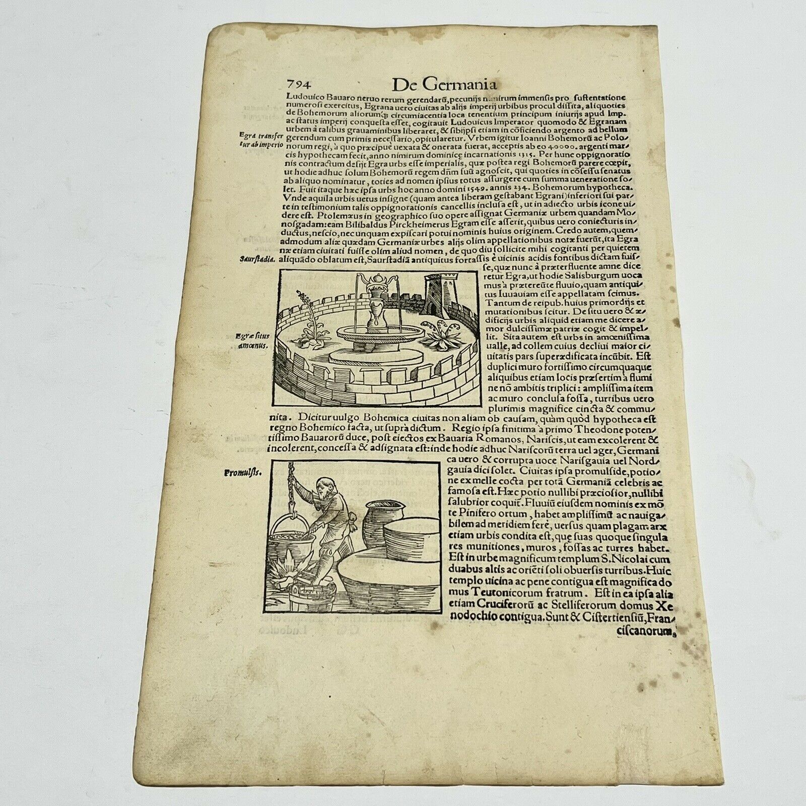 1582 Zurich - Antique Post Incunabula Folio Leaf With Woodcut — Well Image Decor