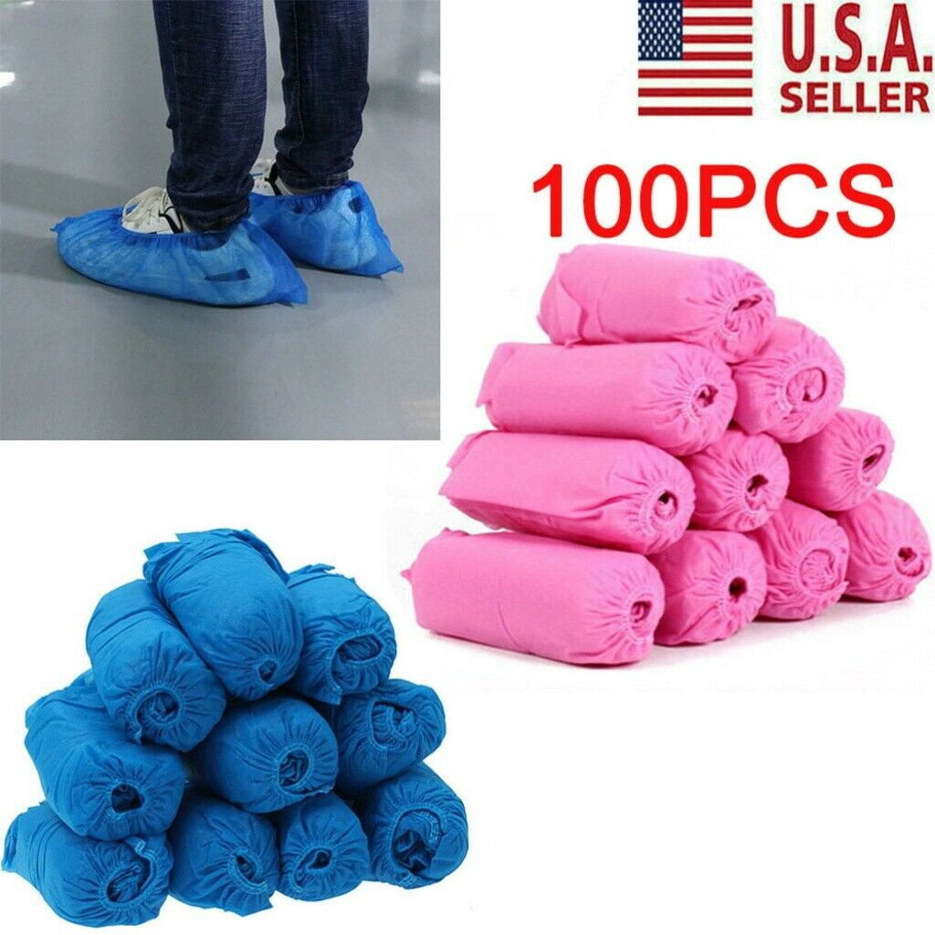 100pcs Disposable Shoe Covers Non-woven Fabrics Boot Non-slip Covers Medical Usa