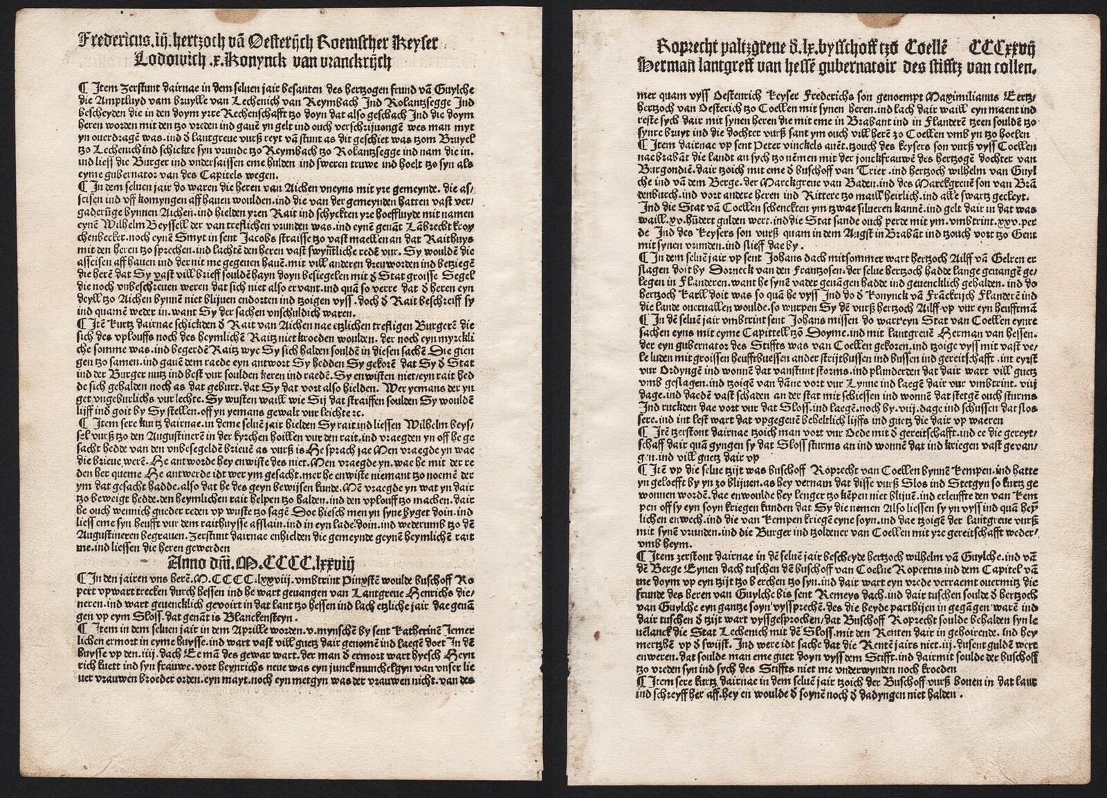 1499 Cronica Coellen Cologne Events 1477 1478 Inkunabel Incunable Cccxxvii