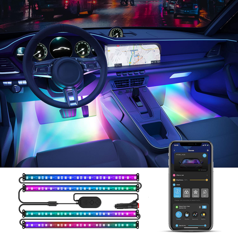 Govee Interior Car Lights, Rgbic Car Lights With Smart App Control, Music Sync M
