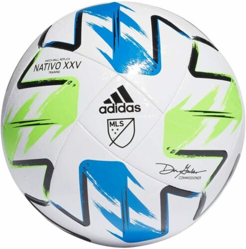 Adidas MLS Nativo XXV Soccer Ball, White/Solar Green/Glory Blue