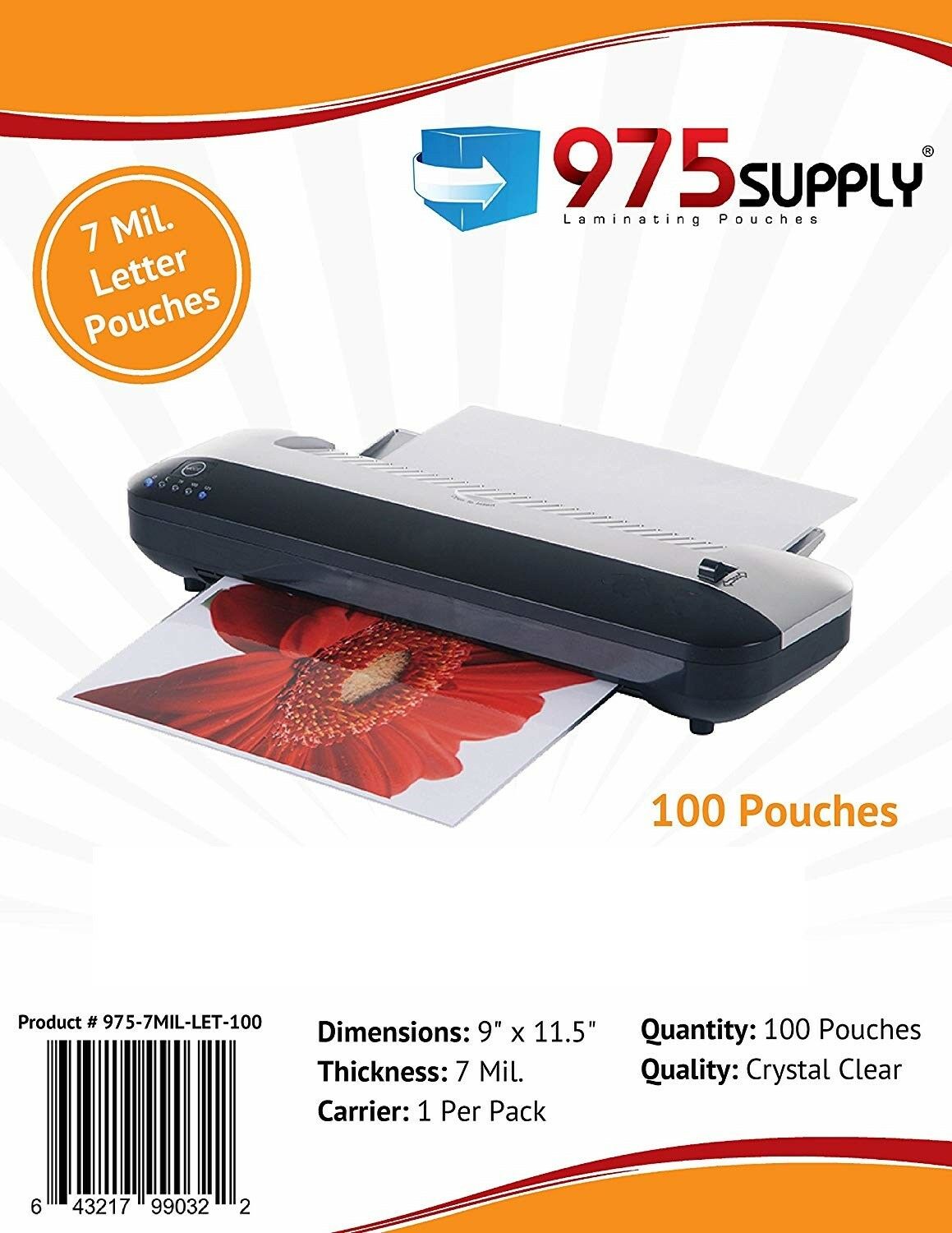 975 Supply 7 mil. Letter Thermal Laminating Pouches. 9 x 11.5